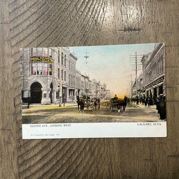 Calgary Alberta Eight Ave Looking West Horse Buggy Postcard RPPC - Picture 1 of 2